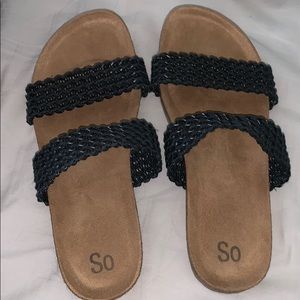 black laced sandals